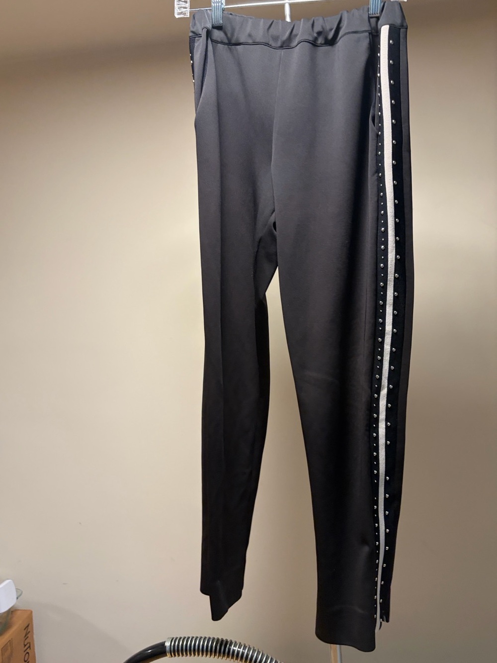 Maje Black Studded Side Stripe Track Pants Size 1